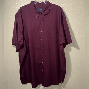 Harbor Bay Button Up Shirt Men’s 3XL Burgundy Short Sleeve Casual Big Tall